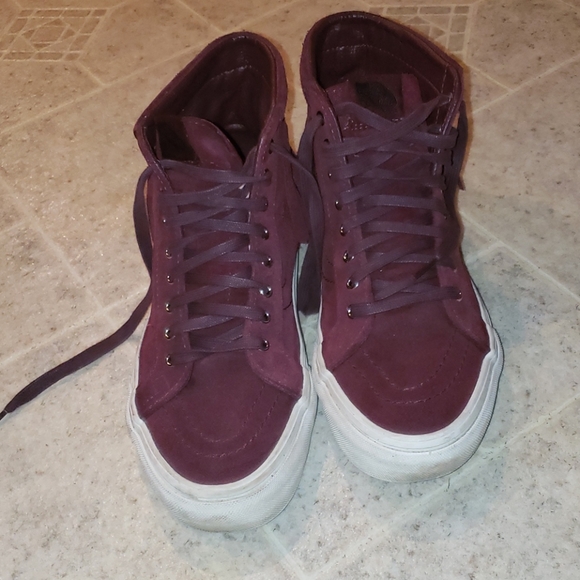Vans suede fringed burgundy hightop sneakers - Picture 4 of 12